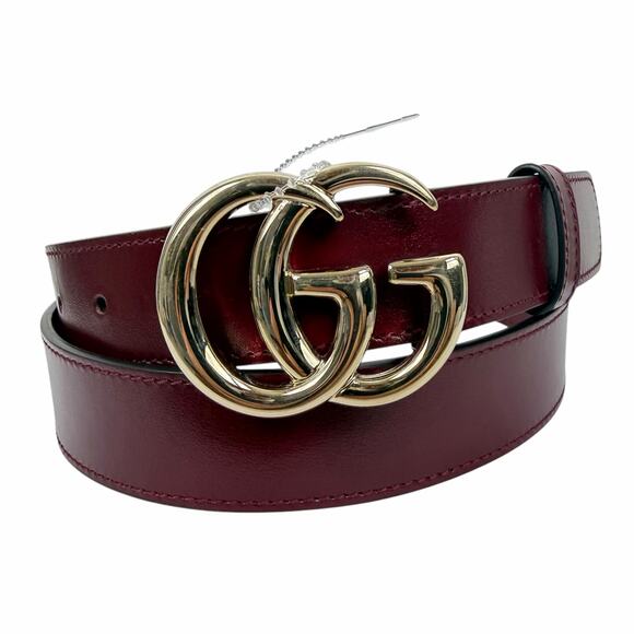 Gucci GG Marmont Belt Red Leather Gold Buckle Women Size 95/38 main image 6